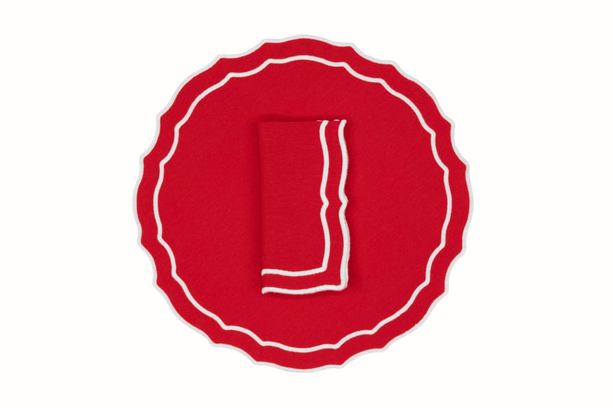Stucco Red Linen Napkin and Placemat, Set of 2