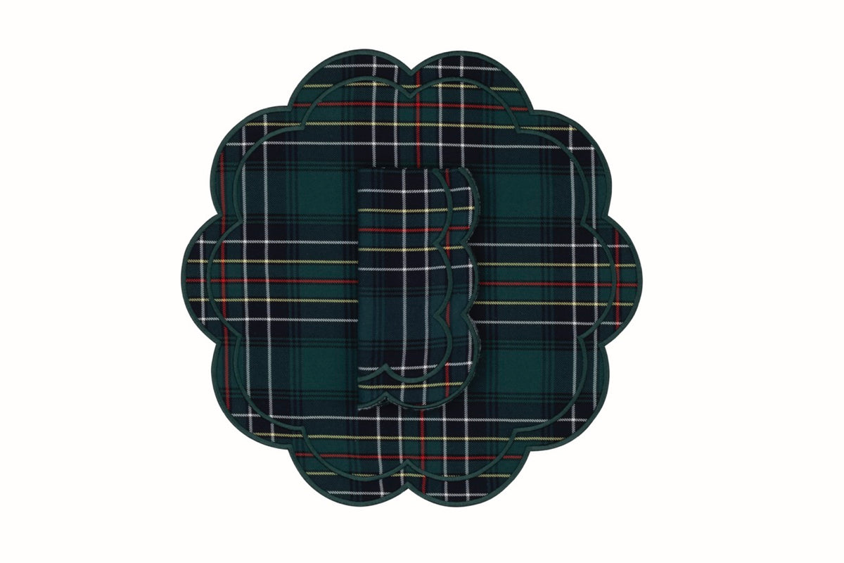 Bloom Green Tartan Napkin and Placemat, Set of 2