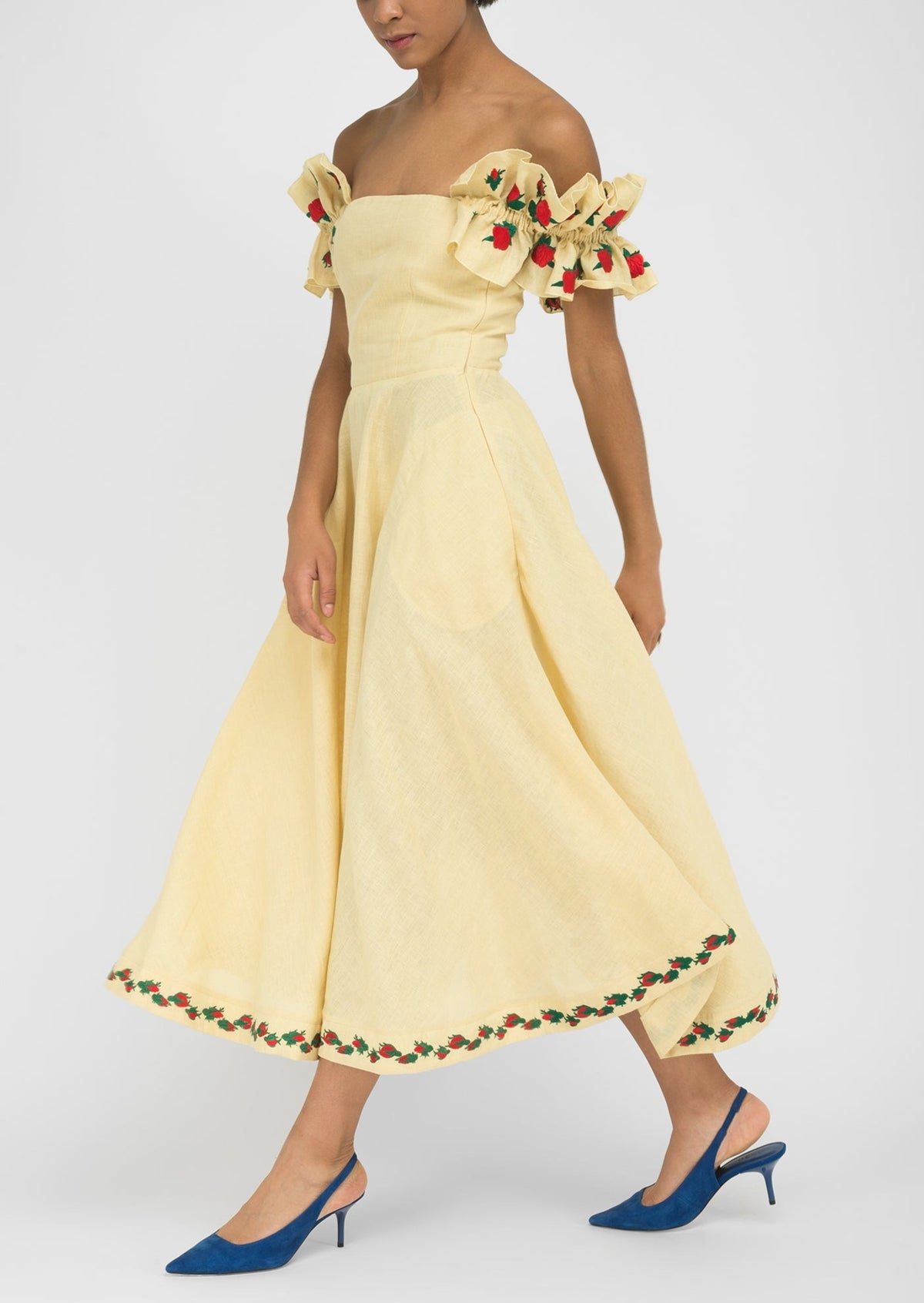 Alanya Linen Embroidered Midi Dress