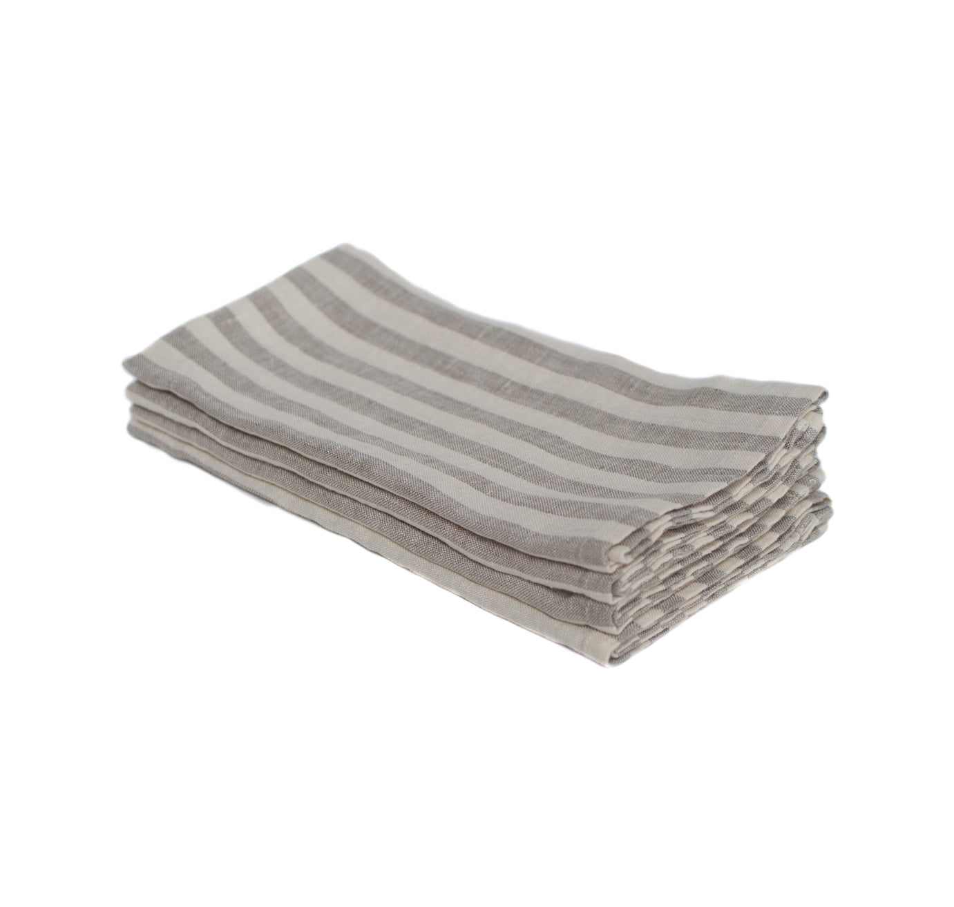 Linen Napkins in Oatmeal & Gray Stripe, Set of 4