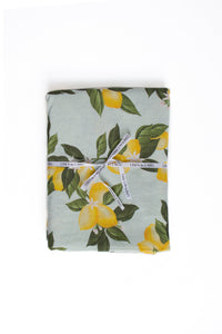 Linen Tablecloth in Lemon Print