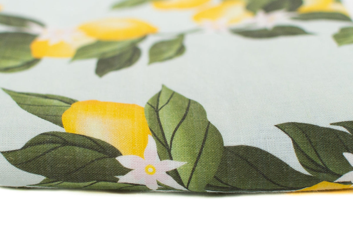 Linen Tablecloth in Lemon Print