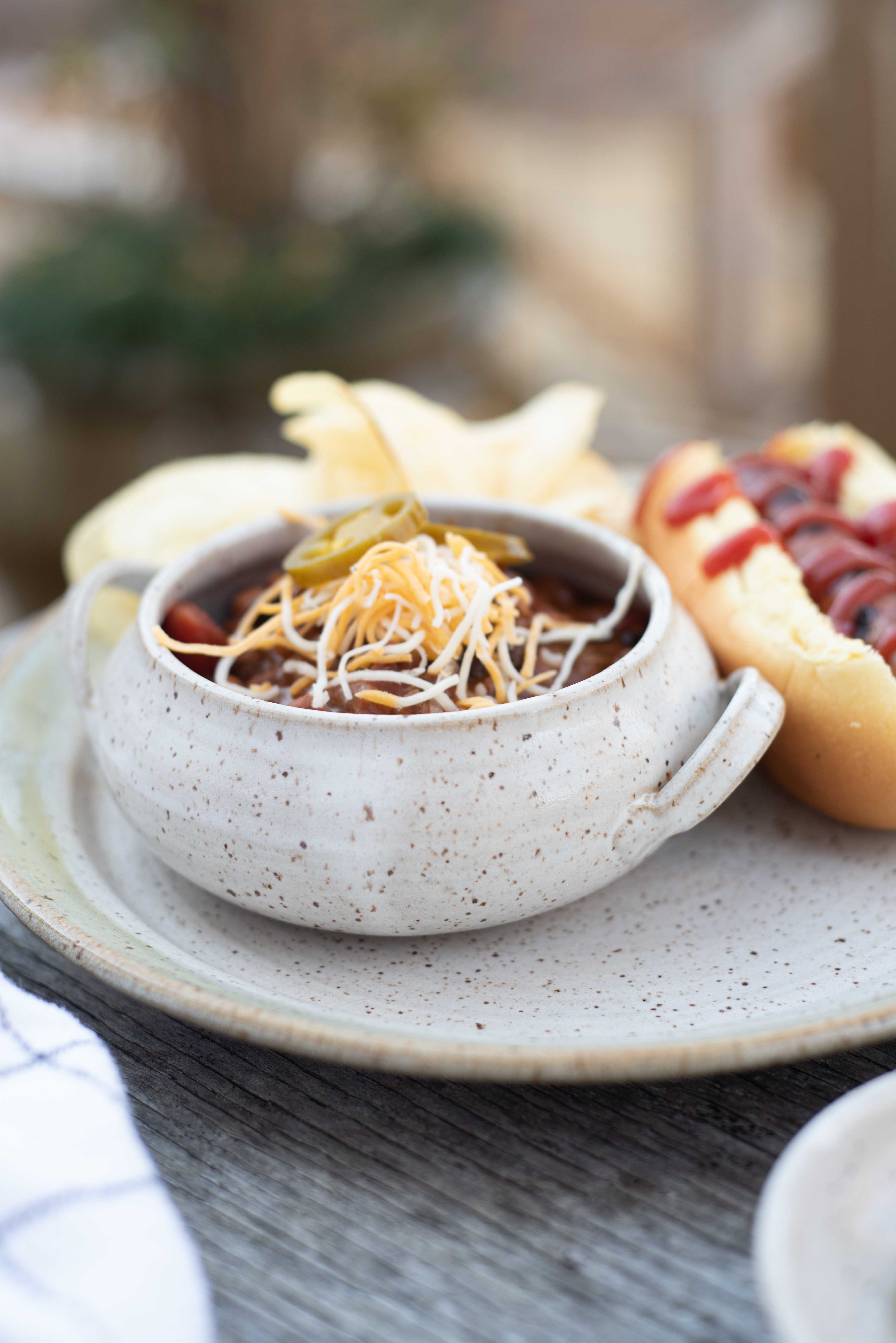 Chili Bowl - Antique White w/ Green Shino