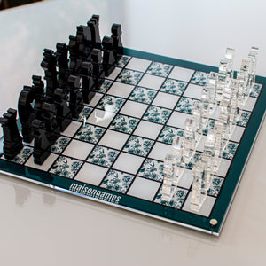 Green Floral Chess Set