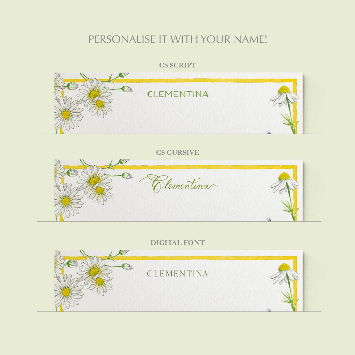 Daisies Stationery Cards, Personalized Set of 50