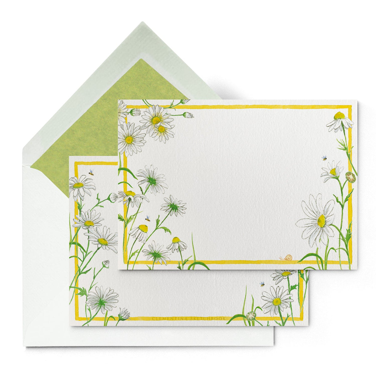 Daisies Stationery Cards, Personalized Set of 50