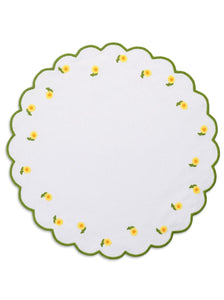 Daisy Placemat and Napkin Set in White