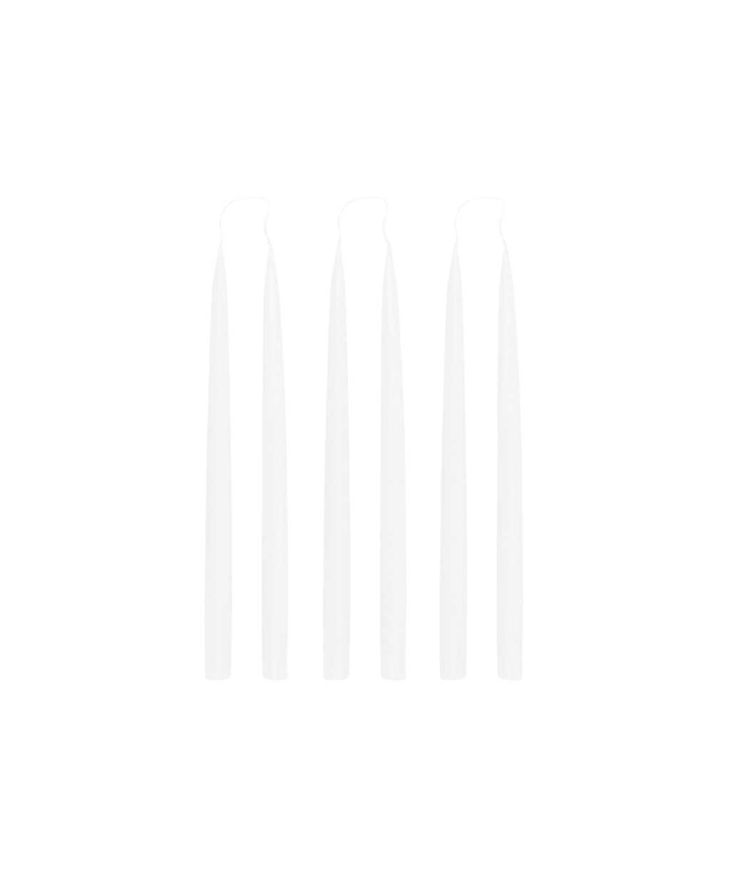 Danish Taper Candles in Bright White, Set of 6