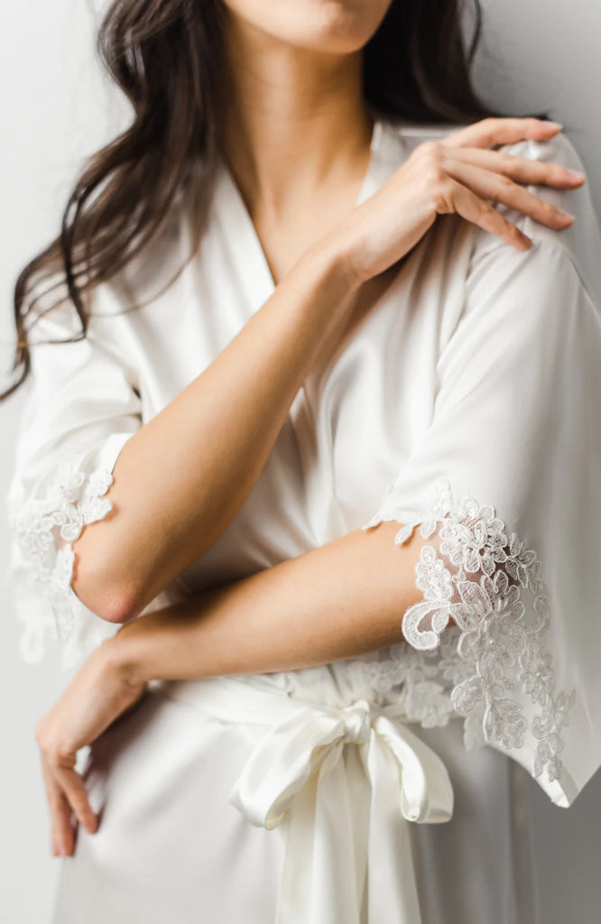 Sophia Long Silk Bridal Robe - Daphne Newman Design