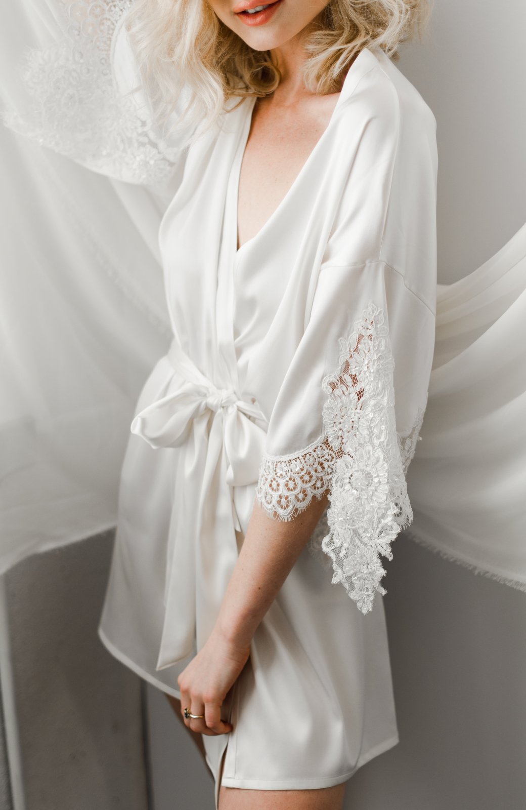 Emily White Silk Robe