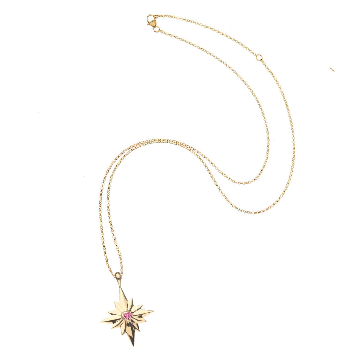 Full view of Forever Make A Wish Birthstone Star Pendant Necklace showcasing delicate chain and star-shaped pendant on a white background