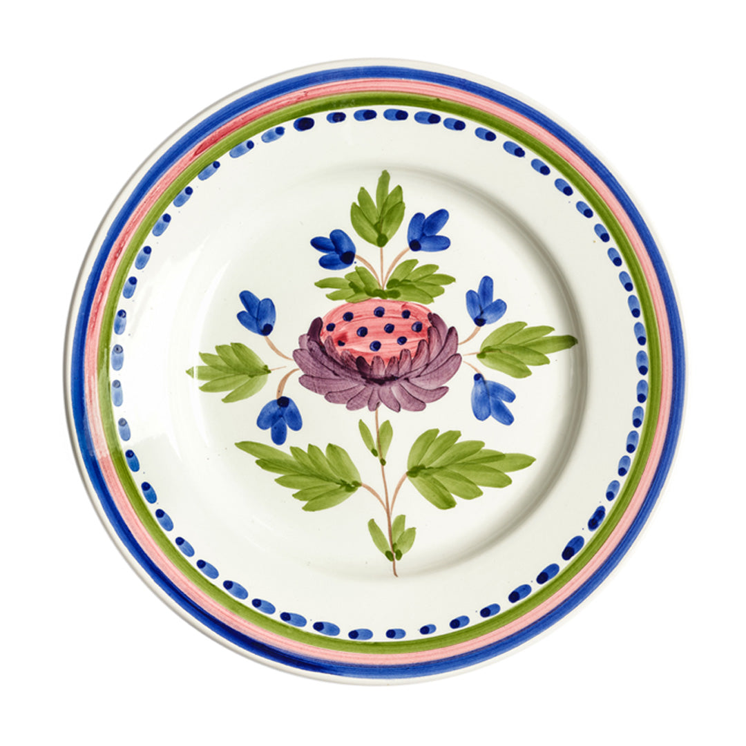 Top view of Artichoke Dinner Plate showcasing a colorful artichoke flower design with a white background