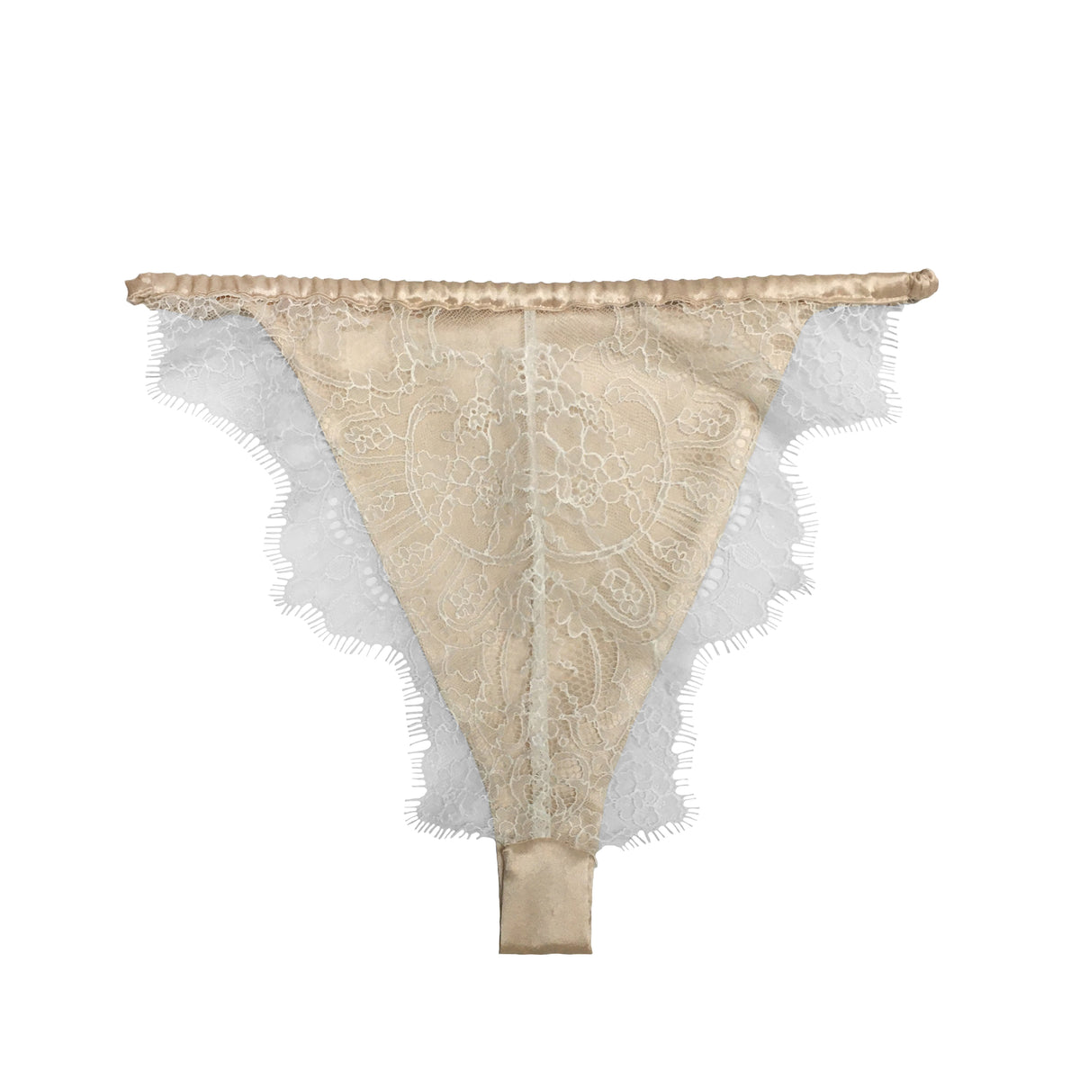 Caudry Lace Bralette in Dune Silk & White