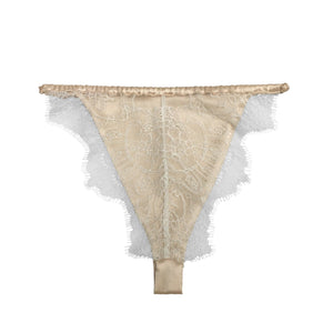 Caudry Lace Brief in Dune Silk & White