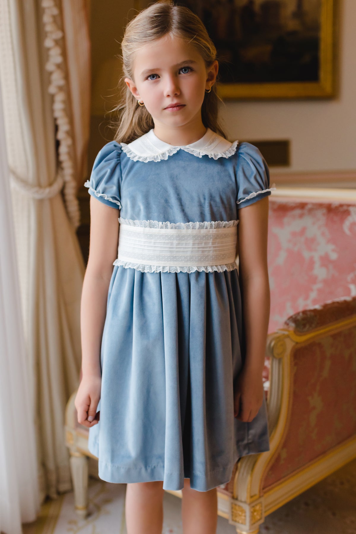 Dusty blue 2024 velvet dress