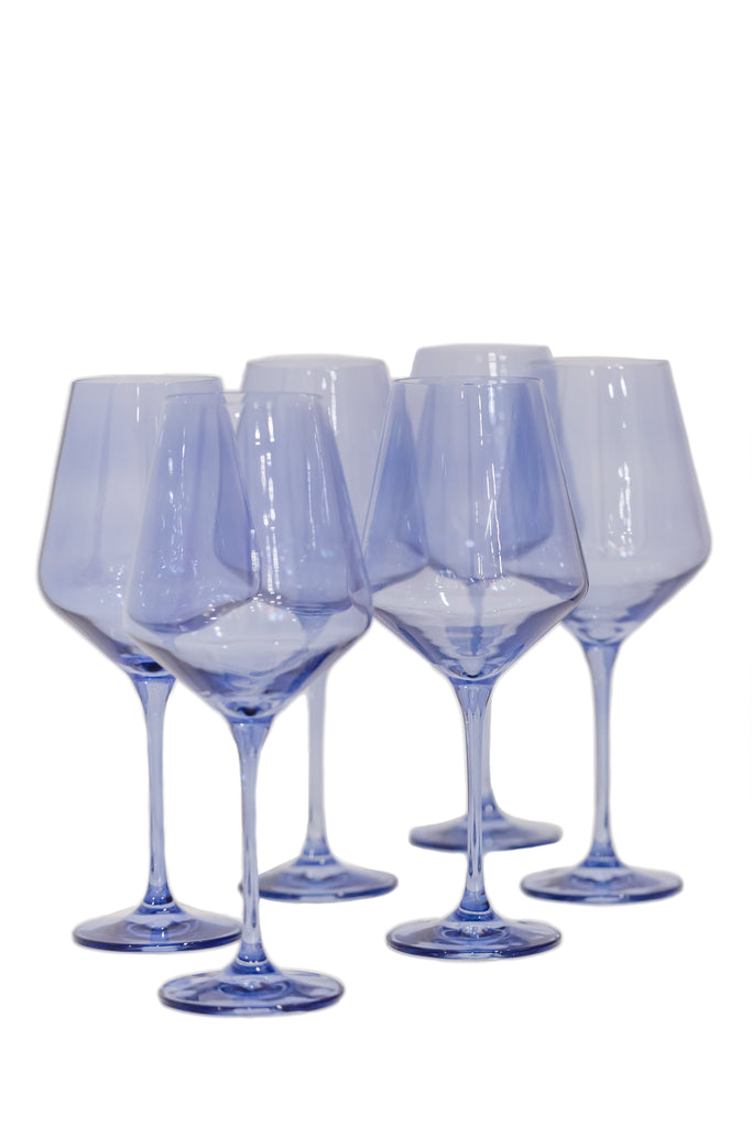 Wine Stemware, Set of 6 Cobalt Blue