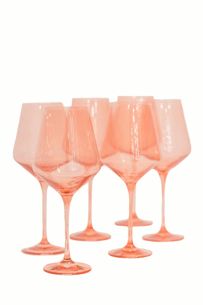 Estelle Colored Wine Stemmed Glasses - Set of 2 {Coral Peach Pink}