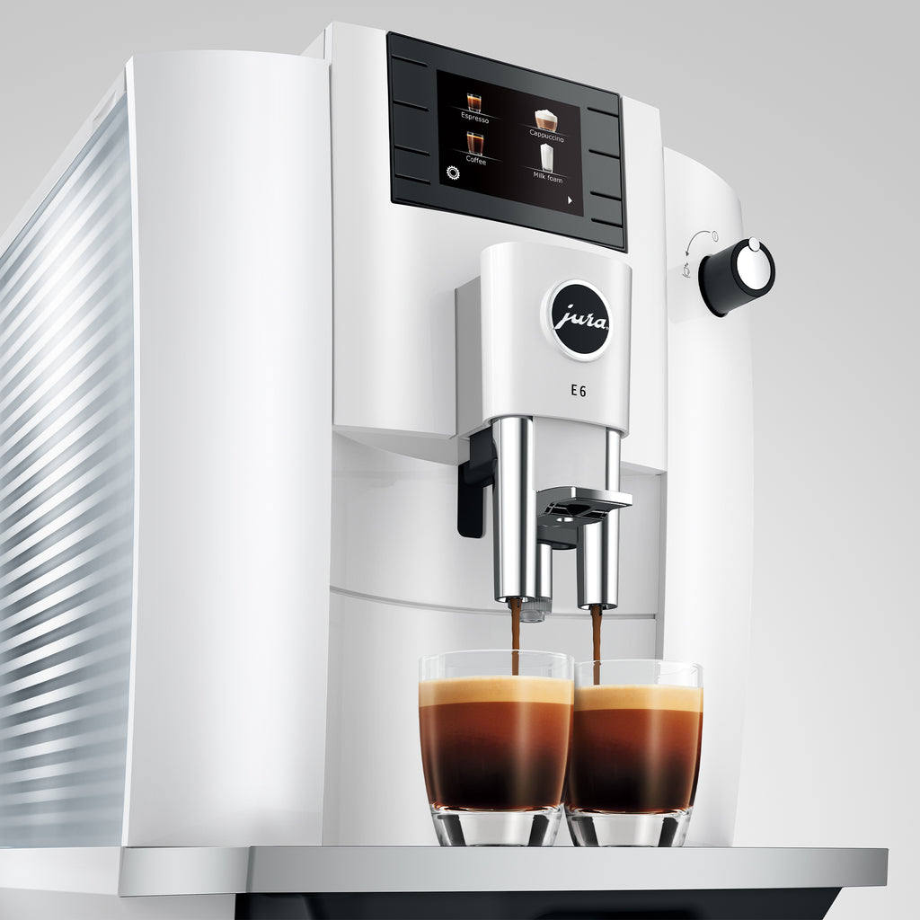 E6 Fully Automatic Coffee Machine in Piano White