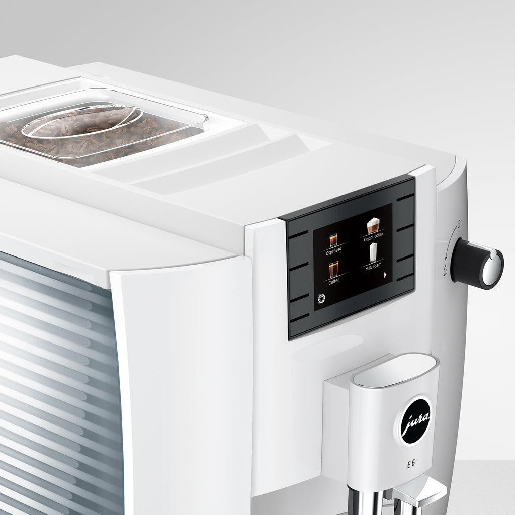 E6 Fully Automatic Coffee Machine in Piano White