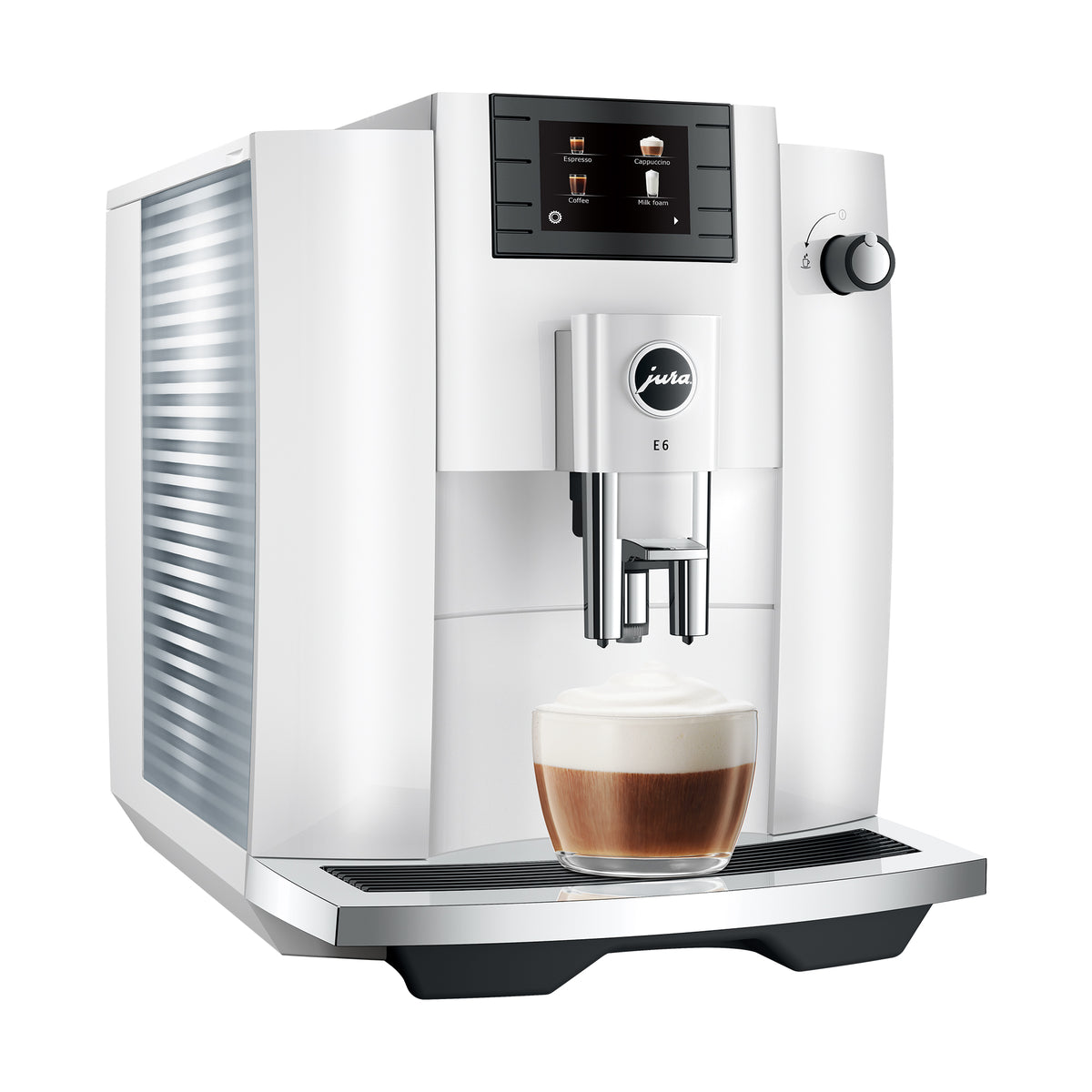 E6 Fully Automatic Coffee Machine in Piano White