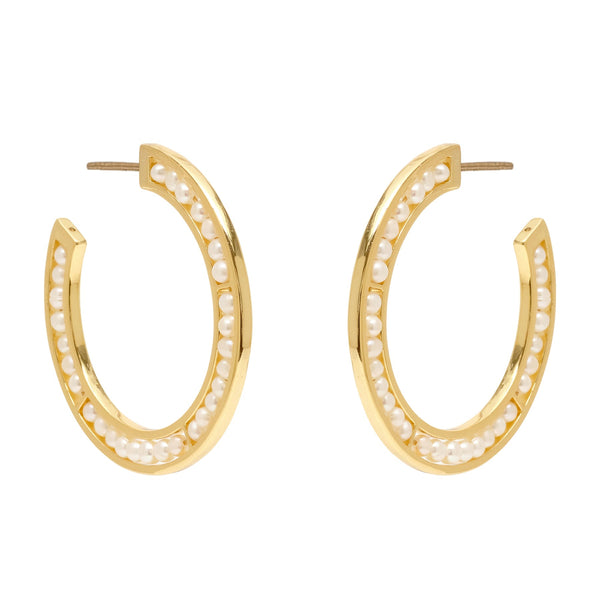 Lux Betty Hoops in White Gold | Over The Moon