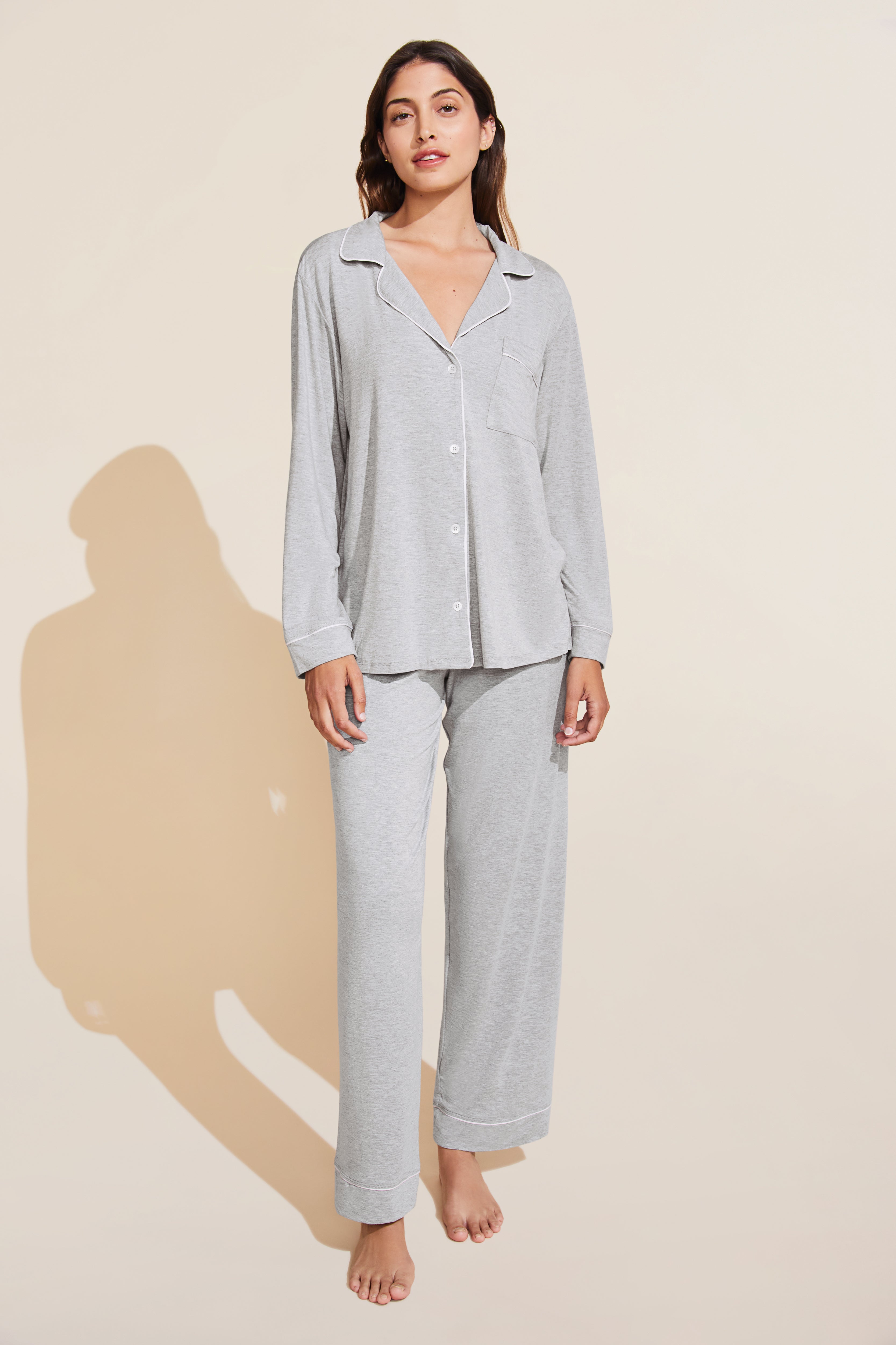 Gisele Long PJ Set in Heather Grey/Sorbet