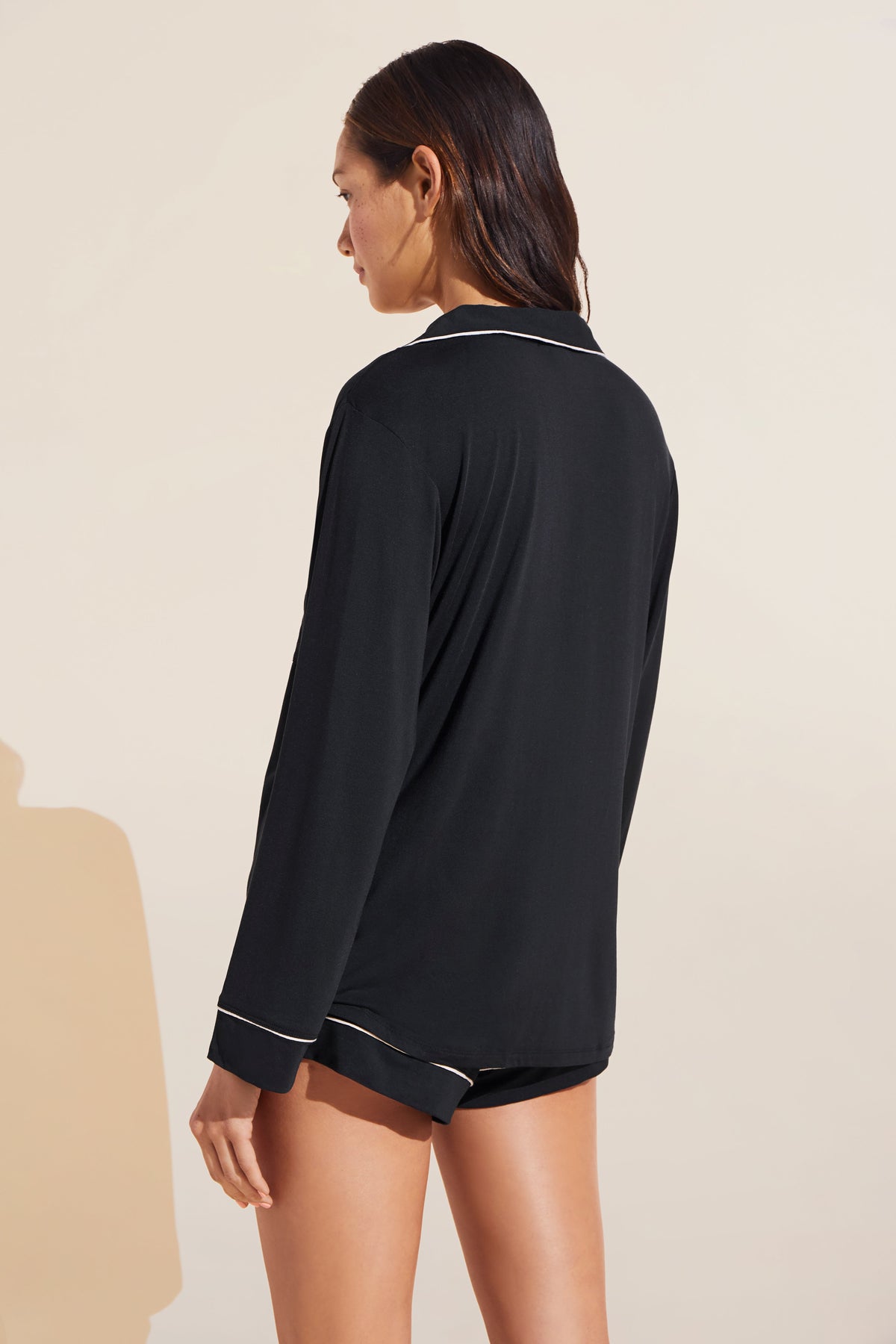 Gisele Long Sleeve Short PJ Set in Black/Sorbet