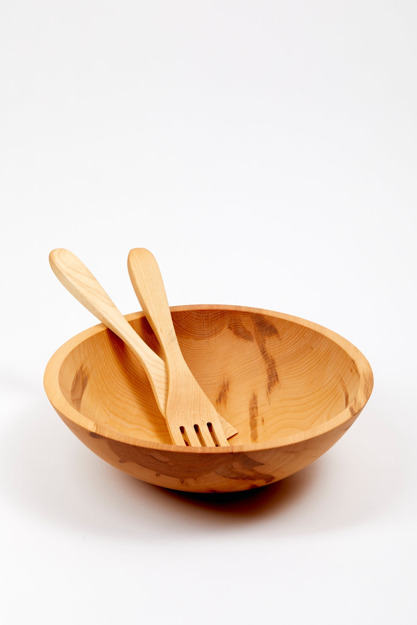 Beechwood Salad Bowl with Servers
