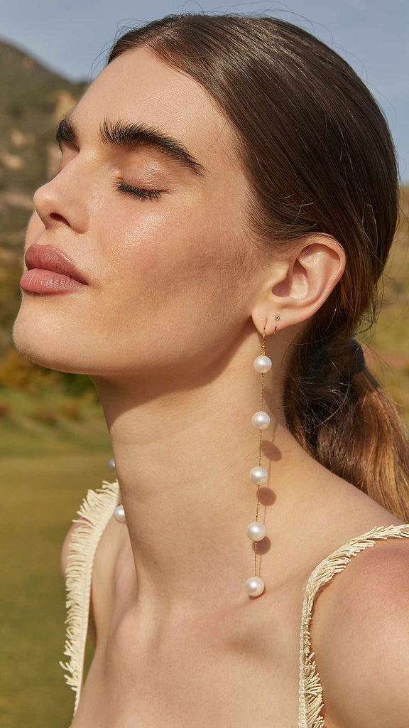 White Pearl Duster Earrings