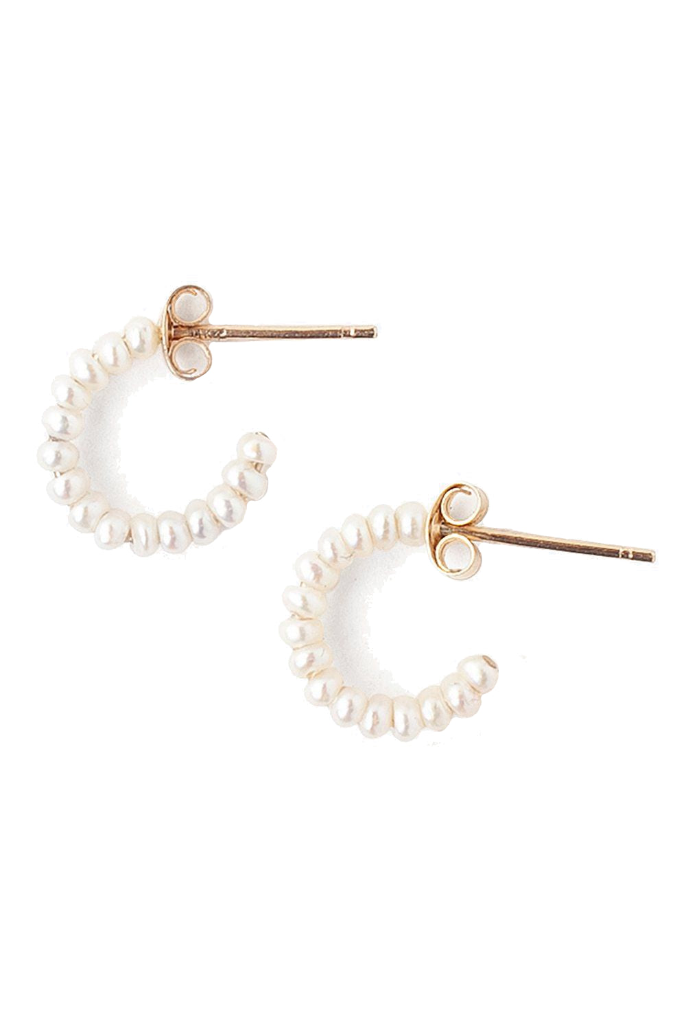 14k White Pearl Holly Hoop Earrings