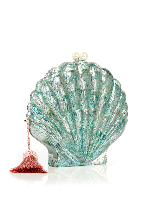 Le Sirenuse Seafoam Shell Clutch