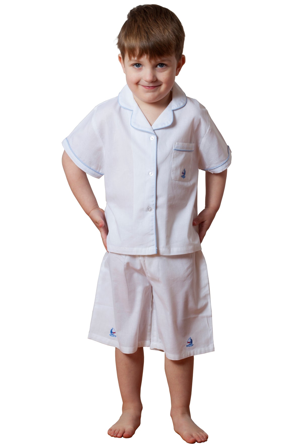 Boys Ship Shape Short Set with Sailboat