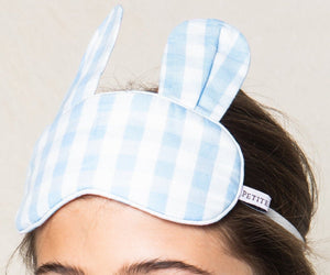 Light Blue Gingham Bunny Eye Mask