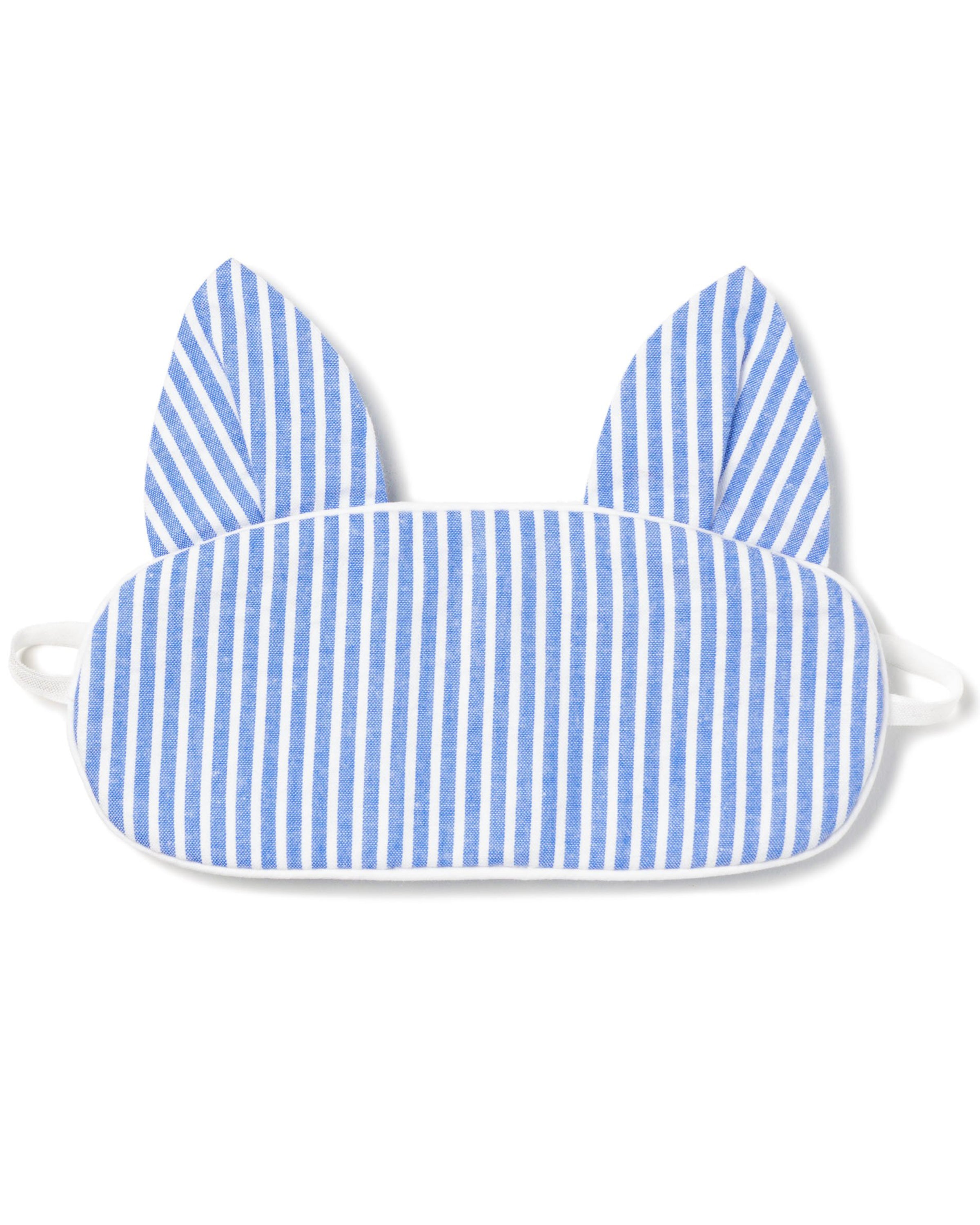 French Blue Seersucker Kitty Eye Mask