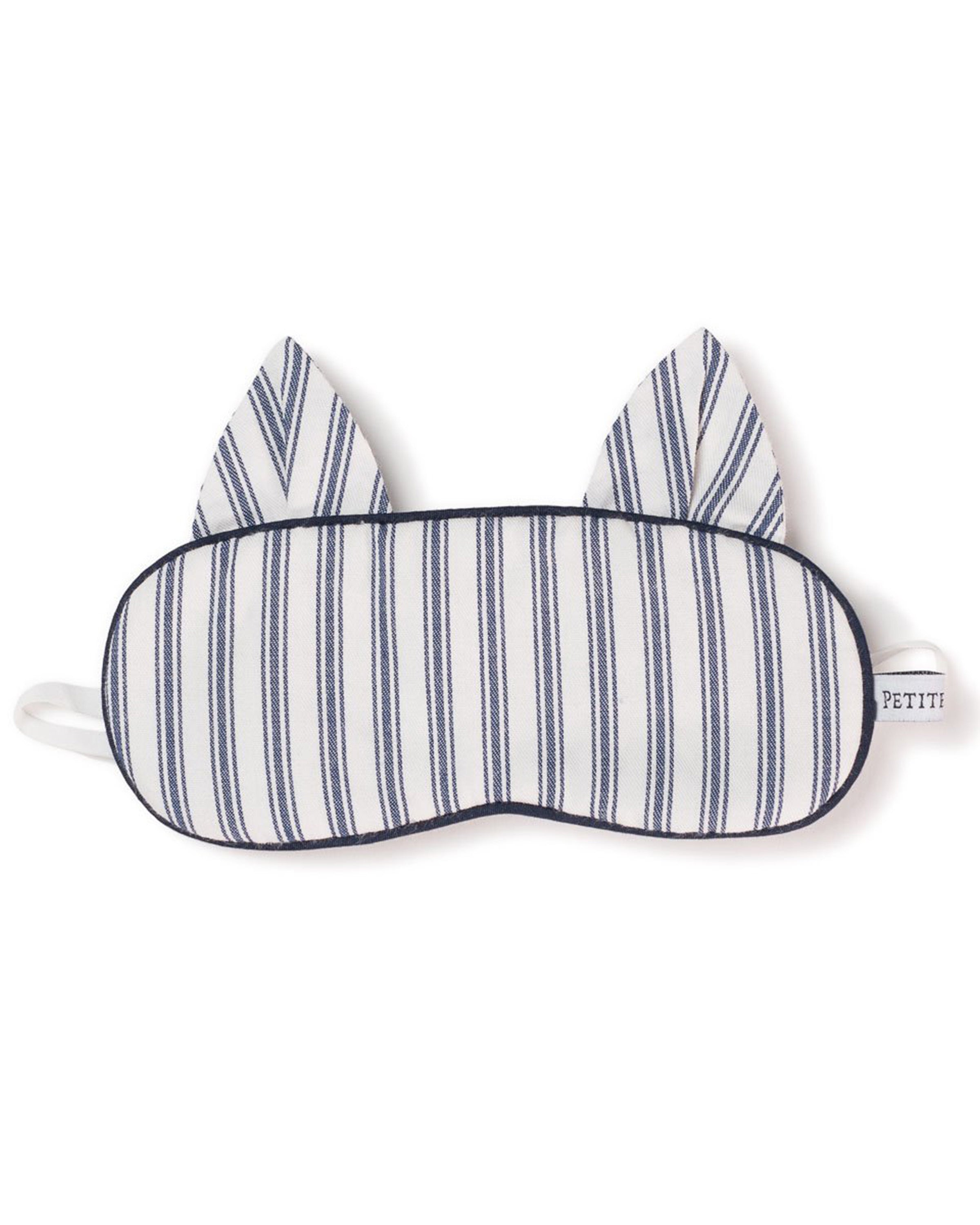 Navy French Ticking Kitty Eye Mask