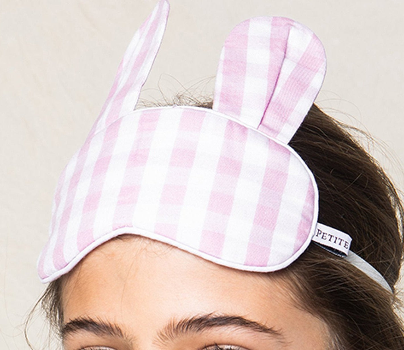 Pink Gingham Bunny Eye Mask