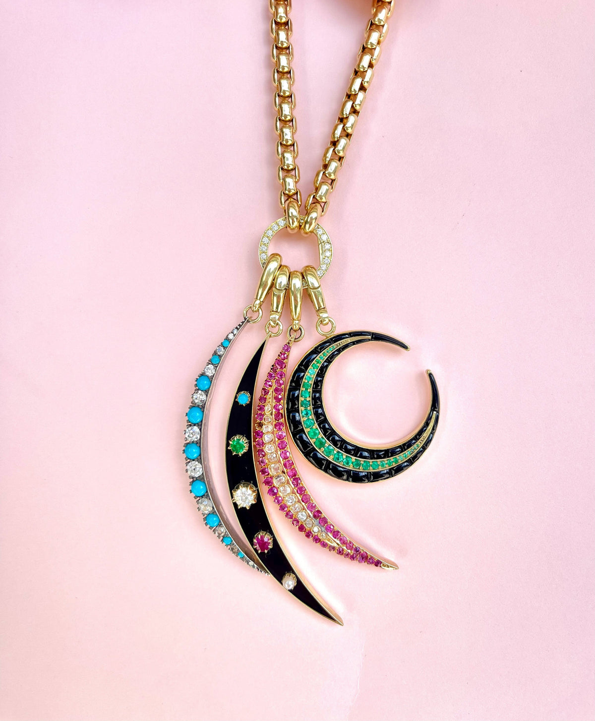 Enamel Crescent Charm