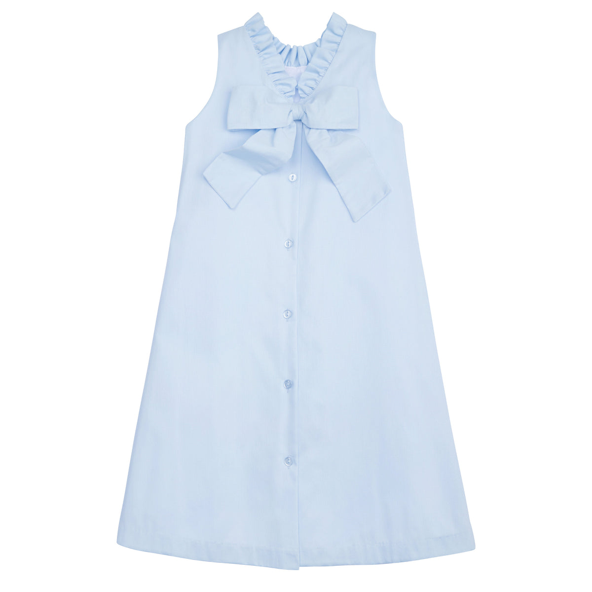 Little English traditional girl's clothing, classic older girl's sleeveless dress for spring, light blue dress with ruffle collar for tweens