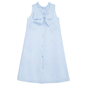 Little English traditional girl's clothing, classic older girl's sleeveless dress for spring, light blue dress with ruffle collar for tweens