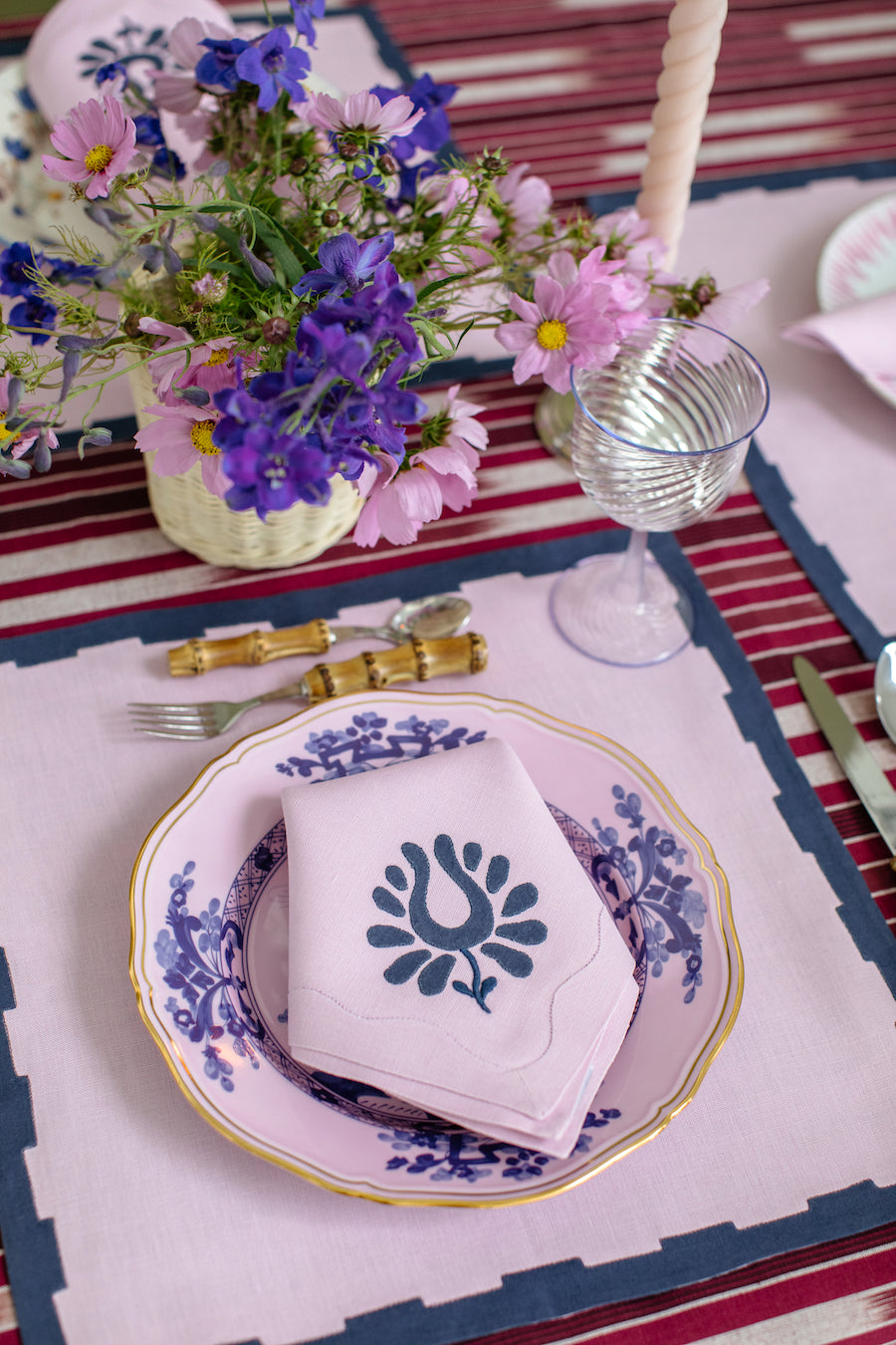 Hanover Placemats in Lilac and Navy, Set of 2