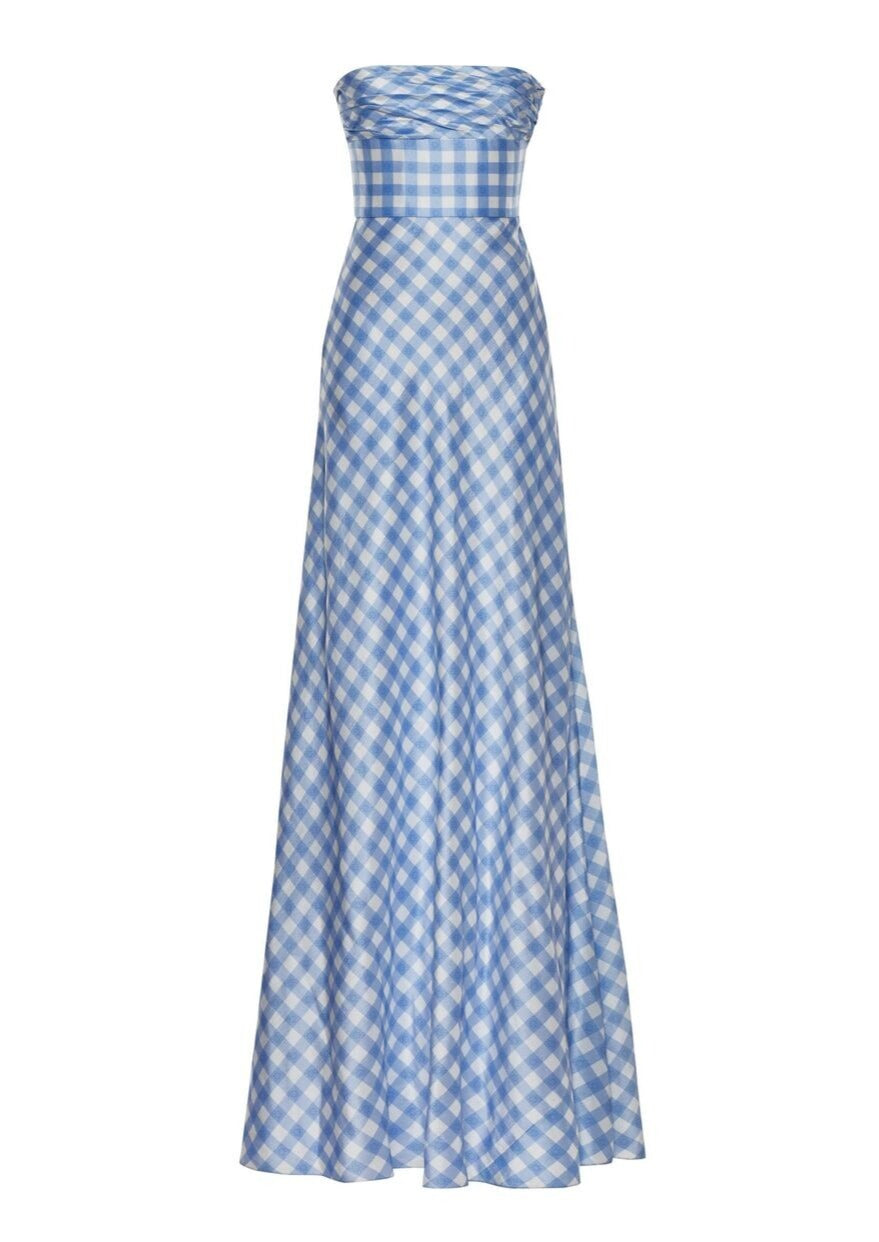 Emilie Cornflower Gingham Gown Cornflower Blue and White Gingham / US 12 Emilie Cornflower Gingham Gown Cornflower Blue and White Gingham / US 12