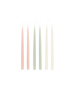 Danish Taper Candles in English Garden, Set of 6