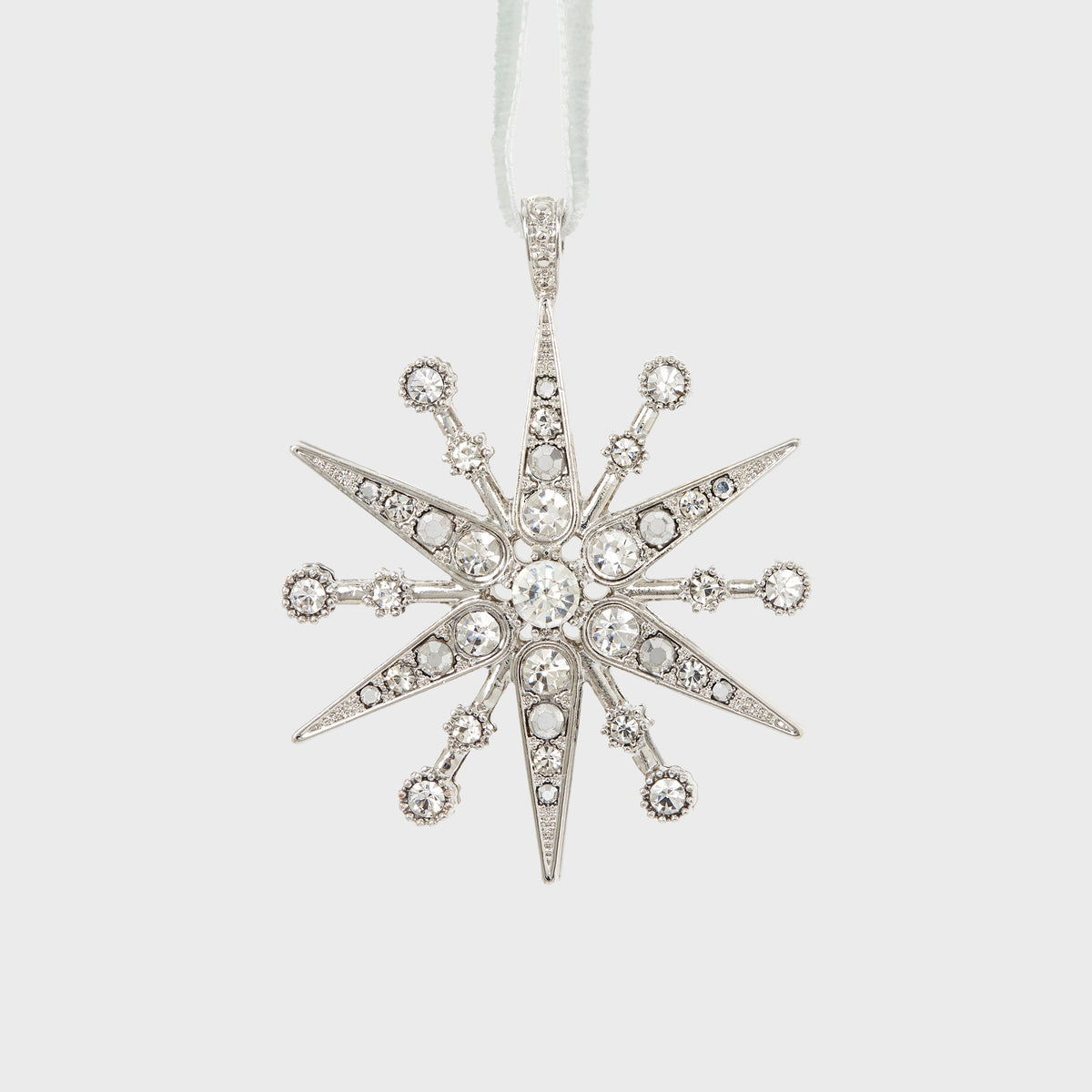 Deco Snowflake Hanging Ornament in Crystal