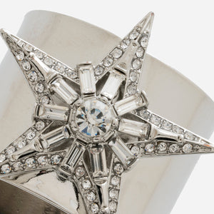 Baguette Star Napkin Rings in Silver, Set of Two