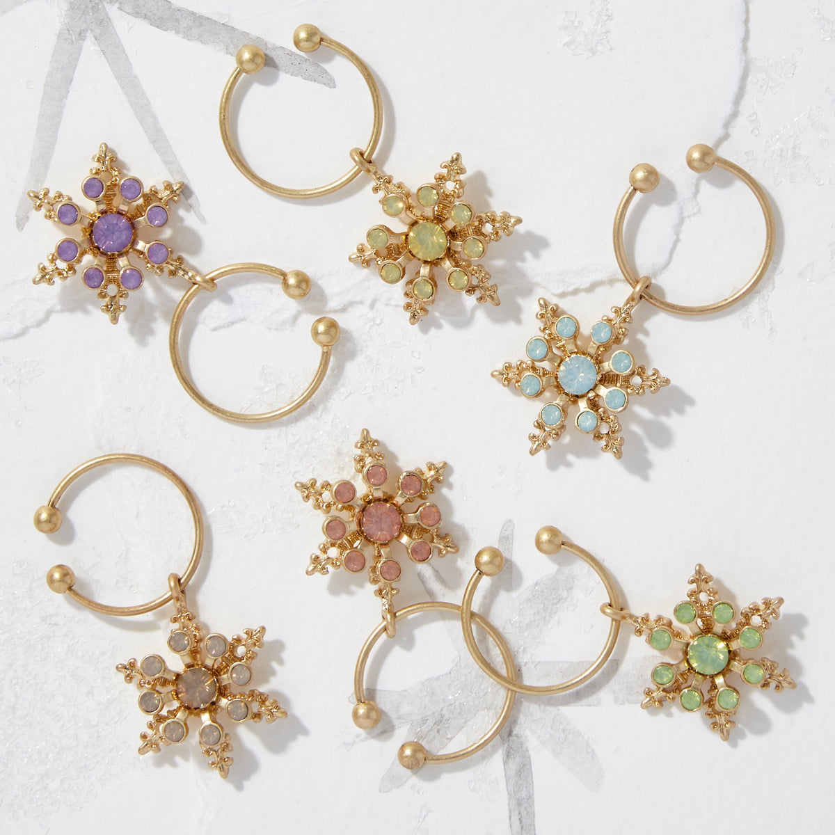Snowflake Wine Charms in Pastels