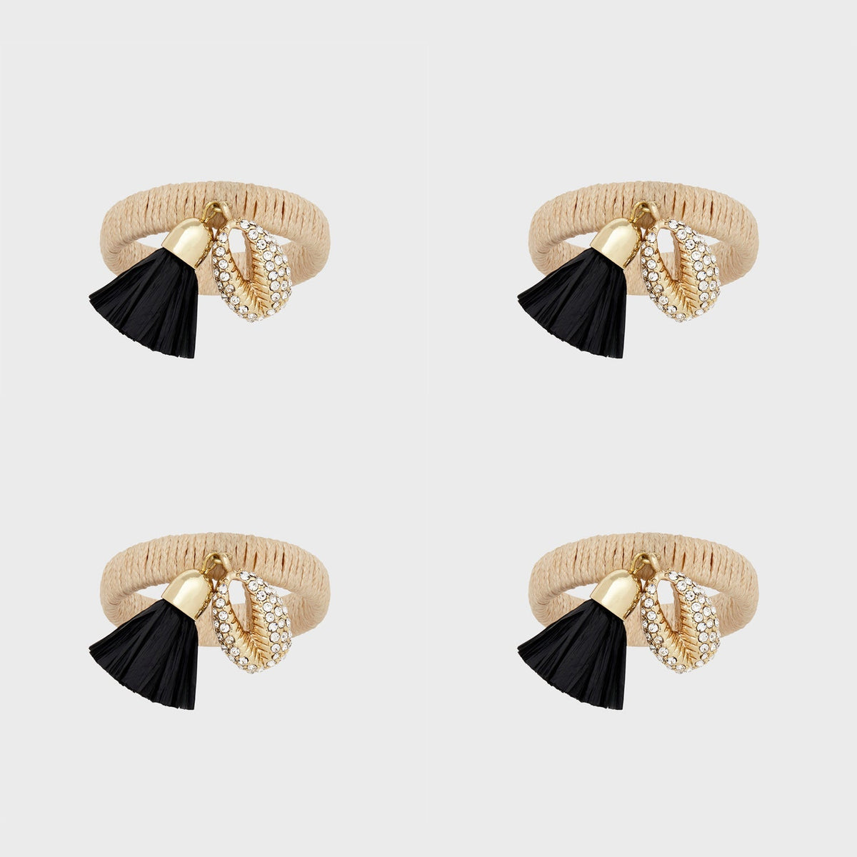 Skinn Puka Shell Napkin Ring in Black, Set of Four