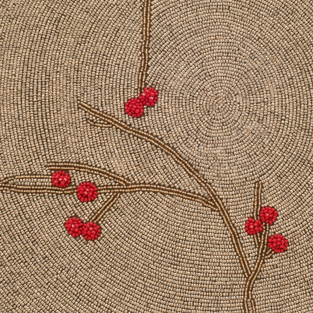 Berry Hand-Beaded Placemat in Gold and Red