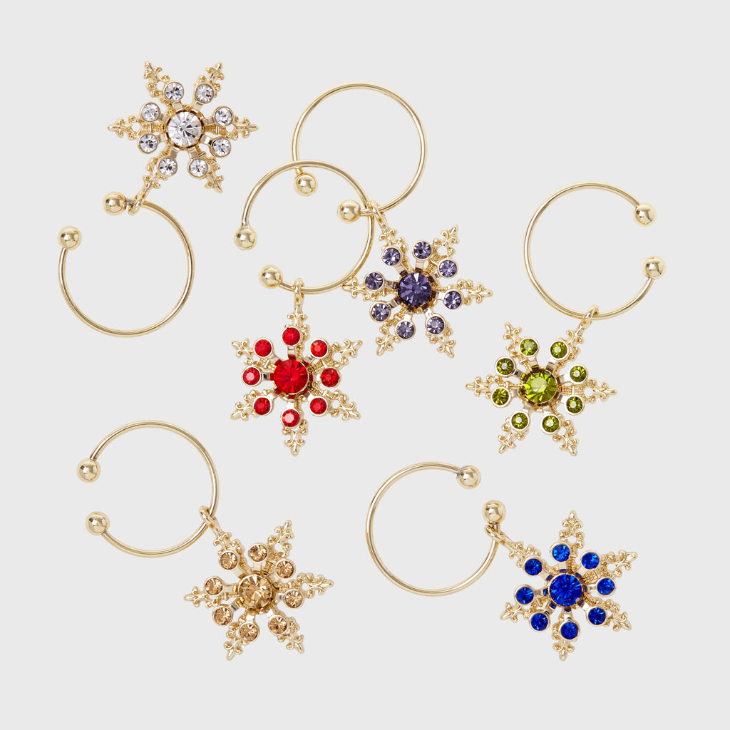 Snowflake Wine Charms in Jewel Tones