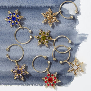 Snowflake Wine Charms in Jewel Tones