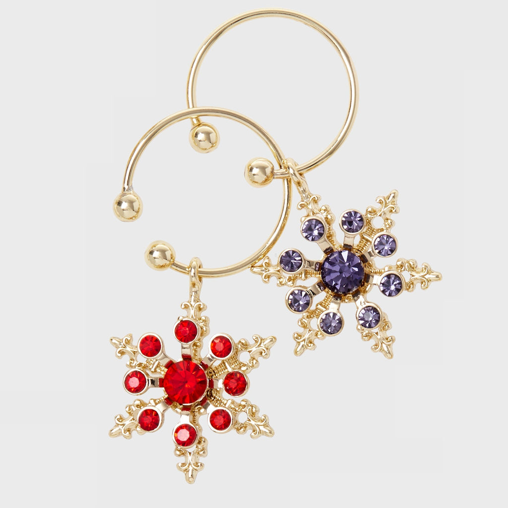 Snowflake Wine Charms in Jewel Tones
